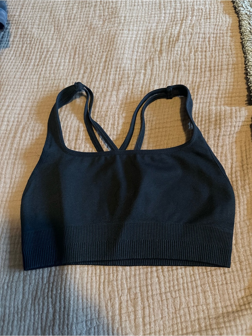 Seamless Black Strappy Sports Bralette